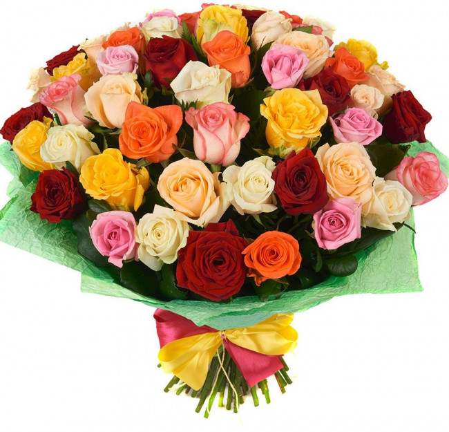 Букет цветов "51 разноцветная роза"